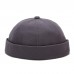 Unisex Cotton Solid Color Trendy Simple All  match Adjustable Brimless Beanie Landlord Caps Skull Caps