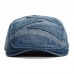 Men Denim Breathable Sunshade Short Brim Casual Vintage Forward Hats Beret Flat Caps