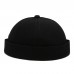 Unisex Cotton Solid Color Trendy Simple All  match Adjustable Brimless Beanie Landlord Caps Skull Caps