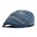 Men Denim Breathable Sunshade Short Brim Casual Vintage Forward Hats Beret Flat Caps