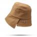 Men’s Cotton Outdoor Casual Personality Letter Embroidered Sunscreen Bucket Hat Asymmetric Cut Sunhat