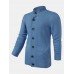 Mens Solid Color Knitted Button Up Long Sleeve Sweater Jacket