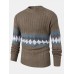 Mens Vintage Argyle Pattern Rib  Knit Cotton Long Sleeve Pullover Sweaters