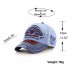 Men Cotton Damaged Brushed Nostalgic Stitching Outdoor Adjustable Sunshade Baseball Cap