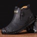 Men’s Leather Casual Soft Non  Slip Wear Resistant Side Zipper Hand Stitching Flat Boots