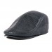 Men’s Crocodile Grain Sheepskin Autumn And Winter Windproof Warm Retro Casual Beret Flat Cap