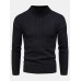 Mens Solid Color Mock Neck Long Sleeve Simple Warm Sweaters