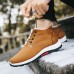 Men Winter Hiking Shoes Comfy Warm Snow Boots Wear  resistant Non  slip Cotton Shoes Lace Up Outdoor Sports Casual Ankle Shoes