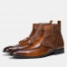 Men Retro Tassel Slip Resistant Side  zip Business Boot