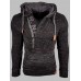 Mens Letter Pattern Zipper Front Hooded Sweaters With Pocket