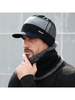 Unisex Cotton Outdoor Warm Plush Winter Scarfs Knit Hats Flat Hats