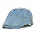 Men Casual Made  Old Denim Sunshade Short Brim Beret Flat Hats