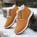 Men Winter Hiking Shoes Comfy Warm Snow Boots Wear  resistant Non  slip Cotton Shoes Lace Up Outdoor Sports Casual Ankle Shoes