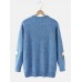 Mens Letter Label Print Round Neck Drop Shoulder Pullover Knitted Sweaters