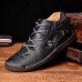 Men’s Leather Soft Hand Sewn Lace  Up Non  Slip Wearable Casual Booties