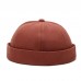 Unisex Cotton Solid Color Trendy Simple All  match Adjustable Brimless Beanie Landlord Caps Skull Caps