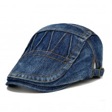 Men Casual Made  Old Denim Sunshade Short Brim Beret Flat Hats