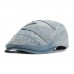 Men Denim Breathable Sunshade Short Brim Casual Vintage Forward Hats Beret Flat Caps