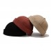 Unisex Cotton Solid Color Trendy Simple All  match Adjustable Brimless Beanie Landlord Caps Skull Caps